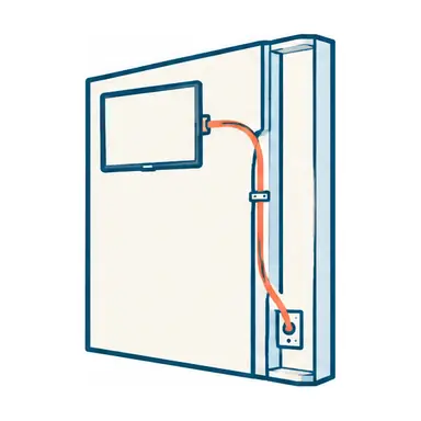 Schematic: a cable hidden inside the wall