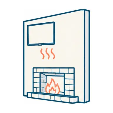 Schematic: a TV above a fireplace